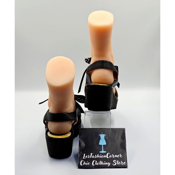 Fly London Black Wedges with Polka Dot Bow - Picture 6 of 16